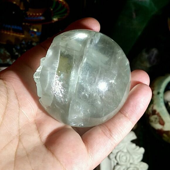 FIRM! 343g Fluorite Skull Sphere with Stand - Picture 5 of 7